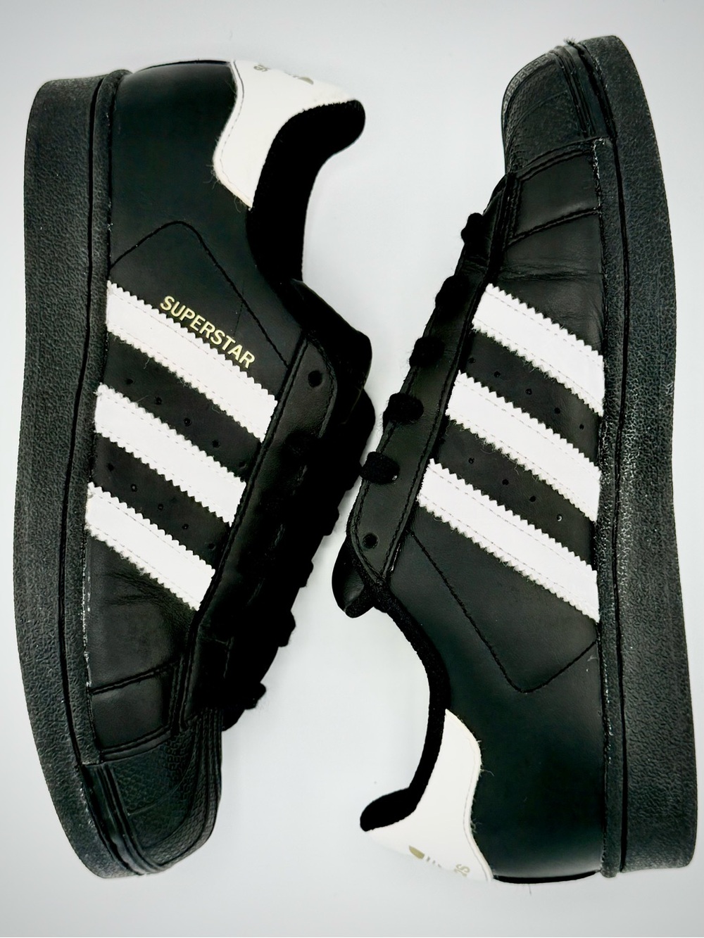 adidas Superstar Low-Top Black/White/Gold Sneakers B23642 4.5Y/M 5.5W 36 2/3 EU